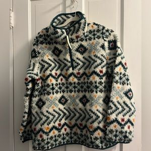 NWT LL Bean Fleece Pullover Patterned